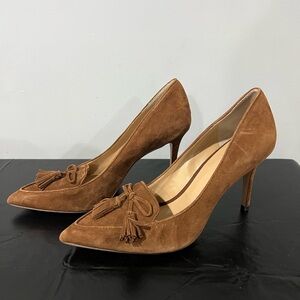 Ann Taylor Brown Suede Tassel Heels